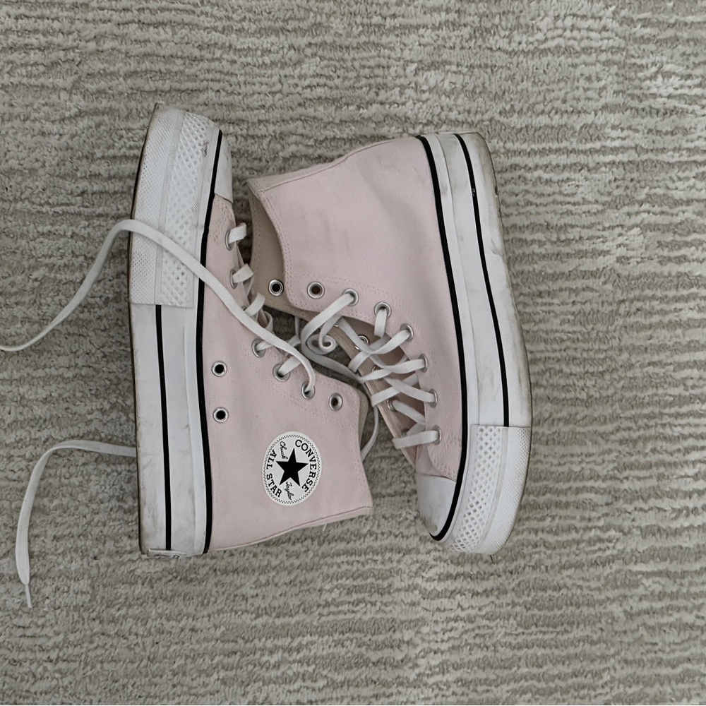 Converse Pink and White High-Top Sneakers